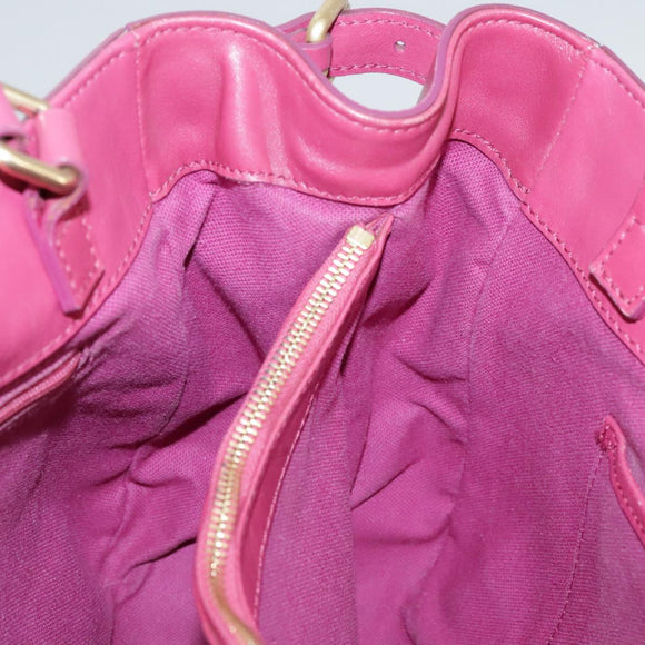 BURBERRY Blue Label Hand Bag Leather Pink Gold Auth ti2580