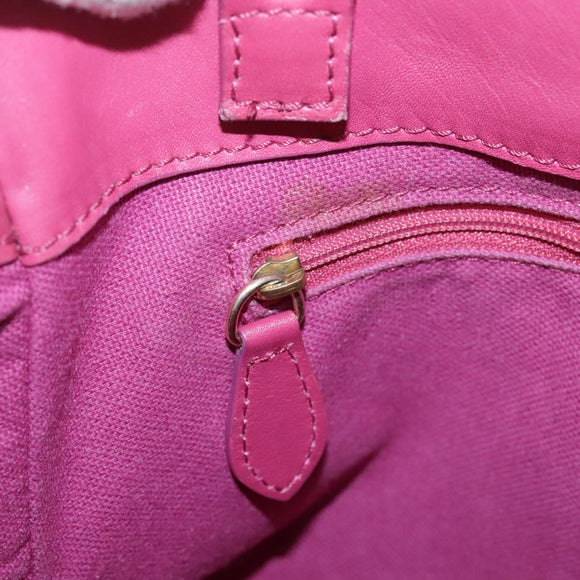 BURBERRY Blue Label Hand Bag Leather Pink Gold Auth ti2580