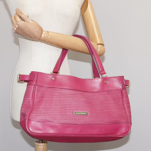 BURBERRY Blue Label Hand Bag Leather Pink Gold Auth ti2580