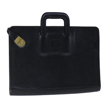 Burberrys Business Bag Leather Black Gold Auth ti2582