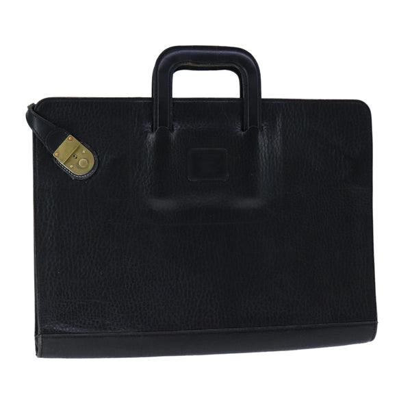Burberrys Business Bag Leather Black Gold Auth ti2582