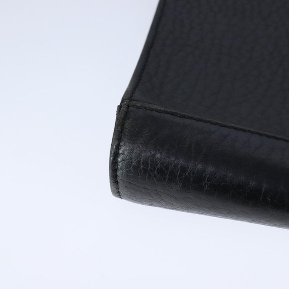 Burberrys Business Bag Leather Black Gold Auth ti2582