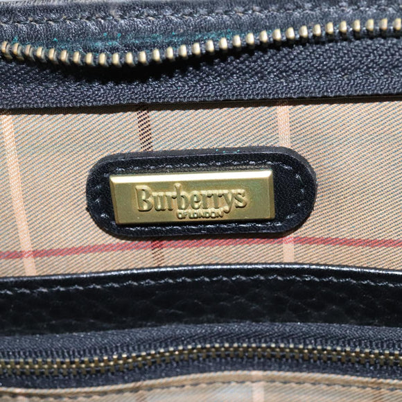 Burberrys Business Bag Leather Black Gold Auth ti2582