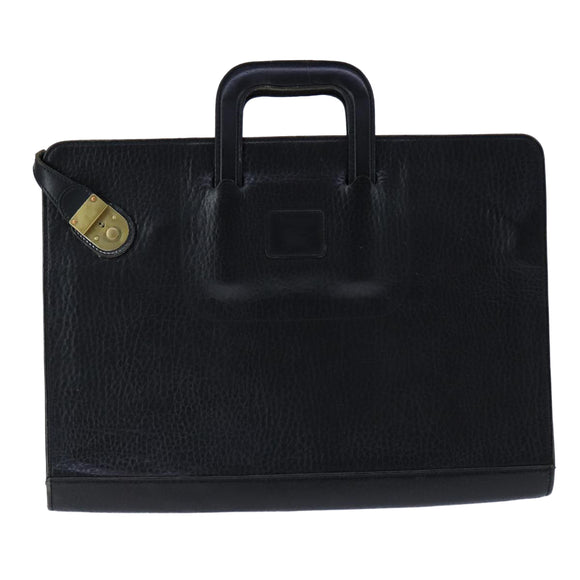 Burberrys Business Bag Leather Black Gold Auth ti2582