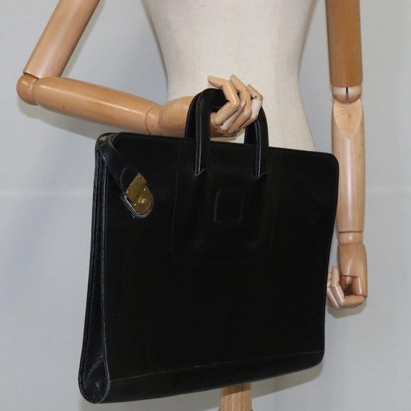 Burberrys Business Bag Leather Black Gold Auth ti2582