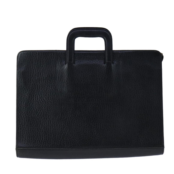 Burberrys Business Bag Leather Black Gold Auth ti2582