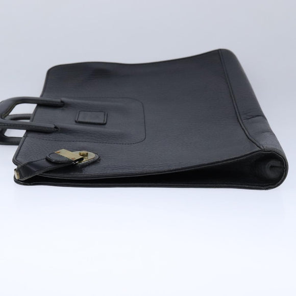Burberrys Business Bag Leather Black Gold Auth ti2582