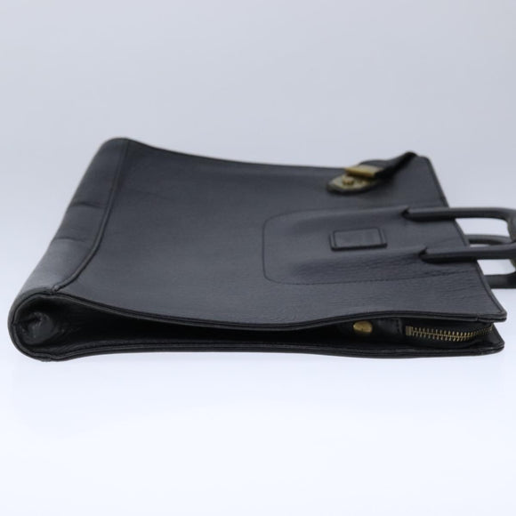 Burberrys Business Bag Leather Black Gold Auth ti2582