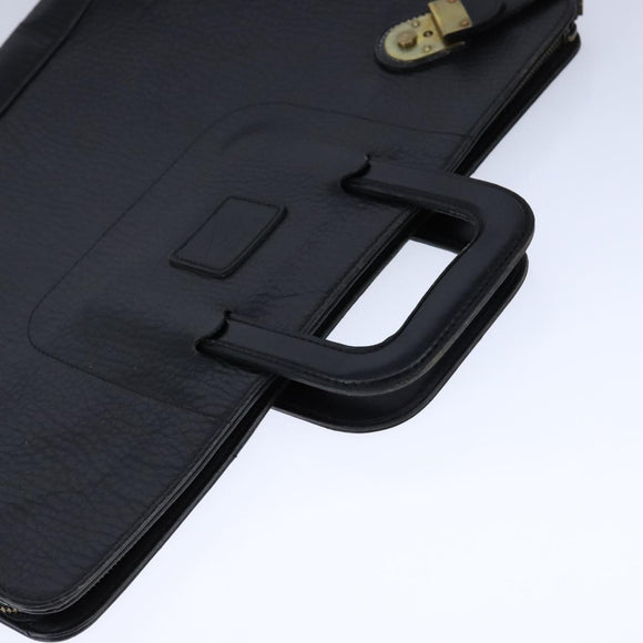 Burberrys Business Bag Leather Black Gold Auth ti2582