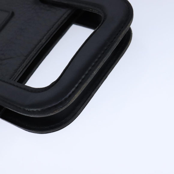 Burberrys Business Bag Leather Black Gold Auth ti2582