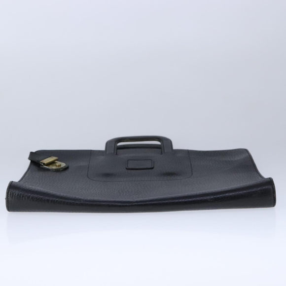 Burberrys Business Bag Leather Black Gold Auth ti2582