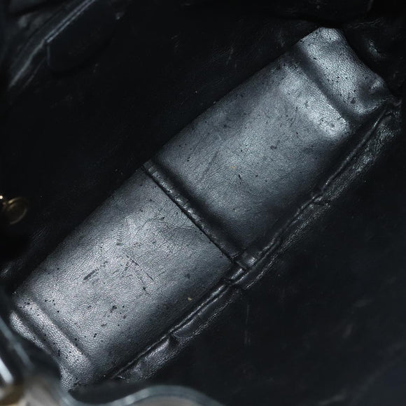 GUCCI Bamboo Hand Bag Leather 2way Black Gold 001 3754 1638 Auth ti2587