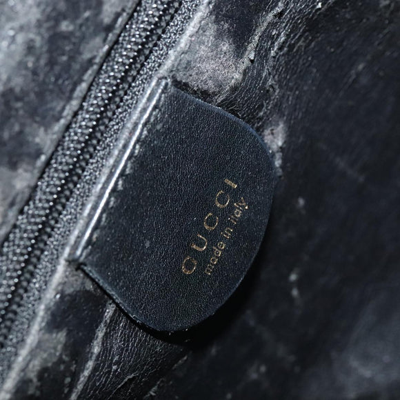 GUCCI Bamboo Hand Bag Leather 2way Black Gold 001 3754 1638 Auth ti2587