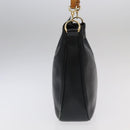 GUCCI Bamboo Hand Bag Leather 2way Black Gold 001 3754 1638 Auth ti2587-4