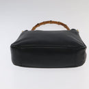 GUCCI Bamboo Hand Bag Leather 2way Black Gold 001 3754 1638 Auth ti2587-5
