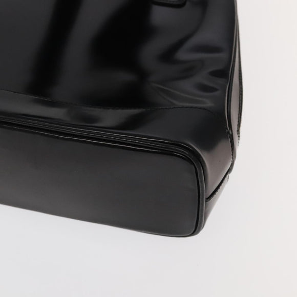 GUCCI Bamboo Shoulder Bag Enamel Black Gold 001 1075 1650 0 Auth ti2593