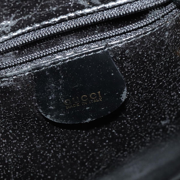 GUCCI Bamboo Shoulder Bag Enamel Black Gold 001 1075 1650 0 Auth ti2593