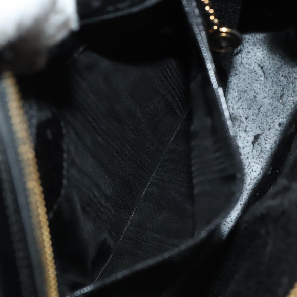 GUCCI Bamboo Shoulder Bag Enamel Black Gold 001 1075 1650 0 Auth ti2593