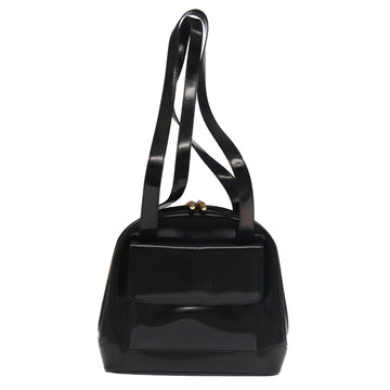 GUCCI Bamboo Shoulder Bag Enamel Black Gold 001 1075 1650 0 Auth ti2593 - 0