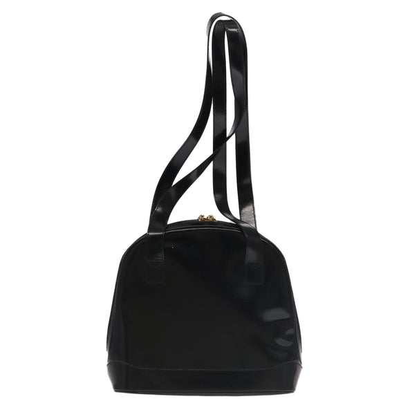 GUCCI Bamboo Shoulder Bag Enamel Black Gold 001 1075 1650 0 Auth ti2593