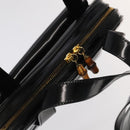 GUCCI Bamboo Shoulder Bag Enamel Black Gold 001 1075 1650 0 Auth ti2593-6