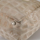 CHANEL New Travel line Tote Bag Nylon Beige CC Auth ti2609-11