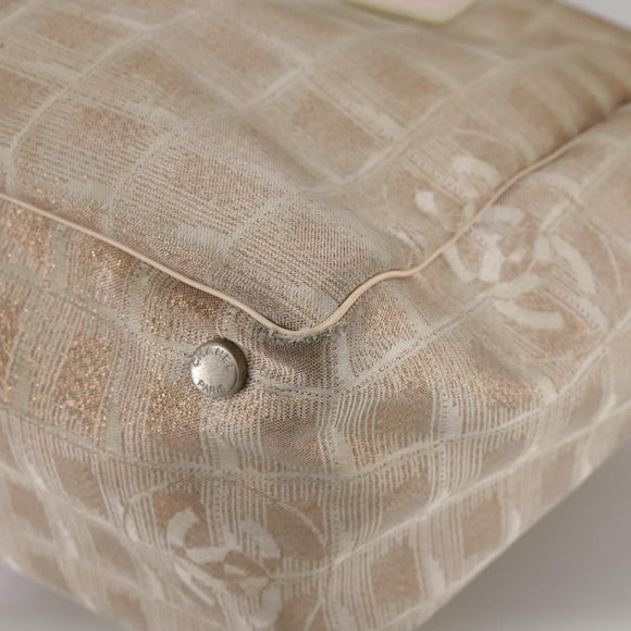 CHANEL New Travel line Tote Bag Nylon Beige CC Auth ti2609