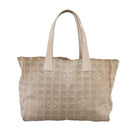 CHANEL New Travel line Tote Bag Nylon Beige CC Auth ti2609-3