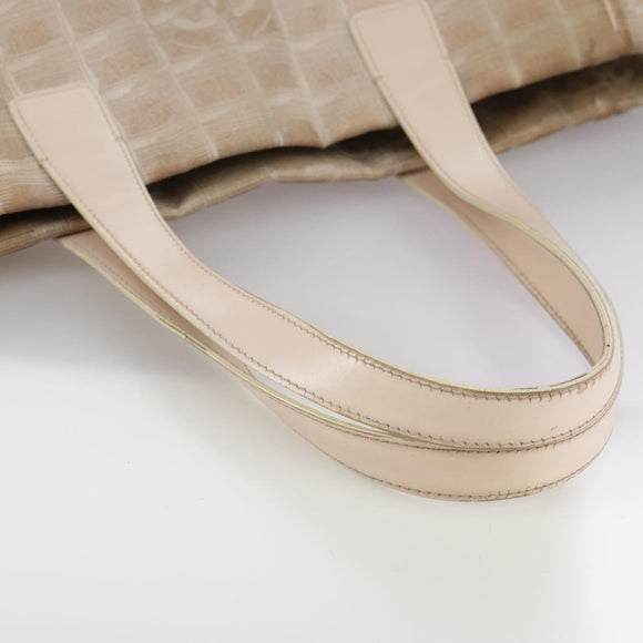CHANEL New Travel line Tote Bag Nylon Beige CC Auth ti2609
