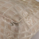 CHANEL New Travel line Tote Bag Nylon Beige CC Auth ti2609-9