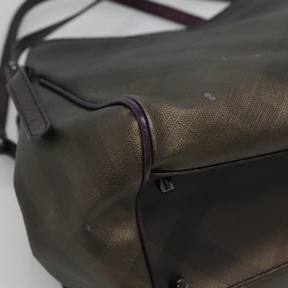 BURBERRY Nova Check Tote Bag PVC Brown Auth ti2634