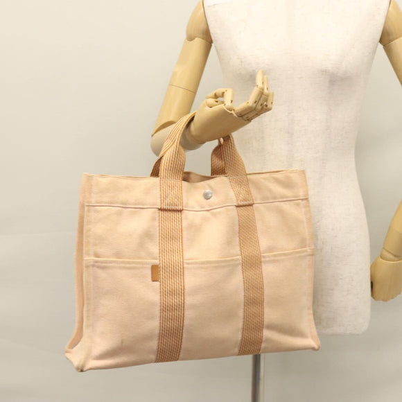 HERMES New Fourre Tout MM Hand Bag Canvas Orange Auth ti2638