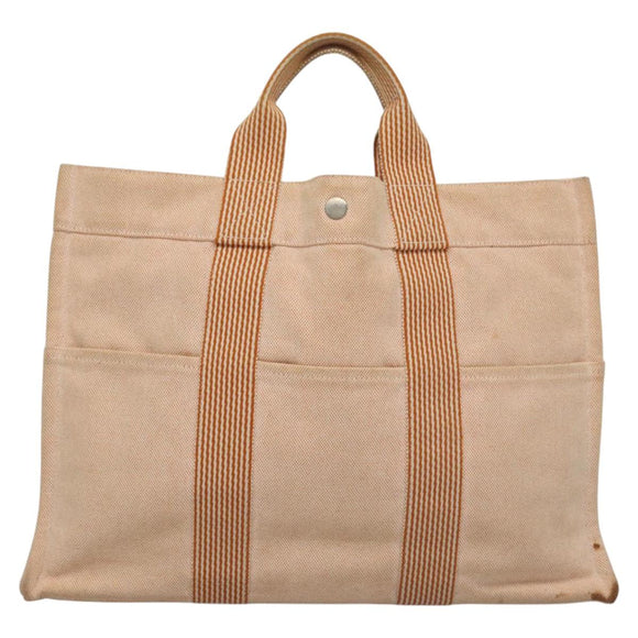 HERMES New Fourre Tout MM Hand Bag Canvas Orange Auth ti2638