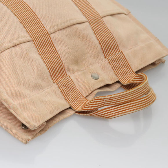 HERMES New Fourre Tout MM Hand Bag Canvas Orange Auth ti2638