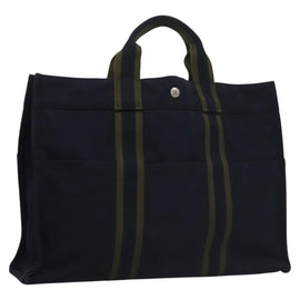 HERMES Fourre Tout MM Hand Bag Canvas Navy Auth ti2640