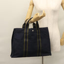 HERMES Fourre Tout MM Hand Bag Canvas Navy Auth ti2640-22