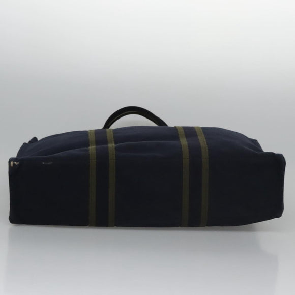 HERMES Fourre Tout MM Hand Bag Canvas Navy Auth ti2640