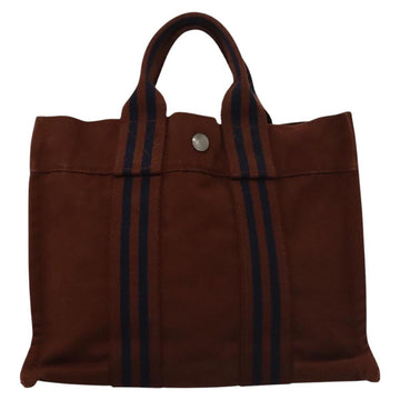HERMES Fourre Tout PM Hand Bag Canvas Brown Auth ti2641 - 0