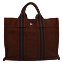 HERMES Fourre Tout PM Hand Bag Canvas Brown Auth ti2641-3
