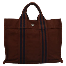 HERMES Fourre Tout PM Hand Bag Canvas Brown Auth ti2641 - 0