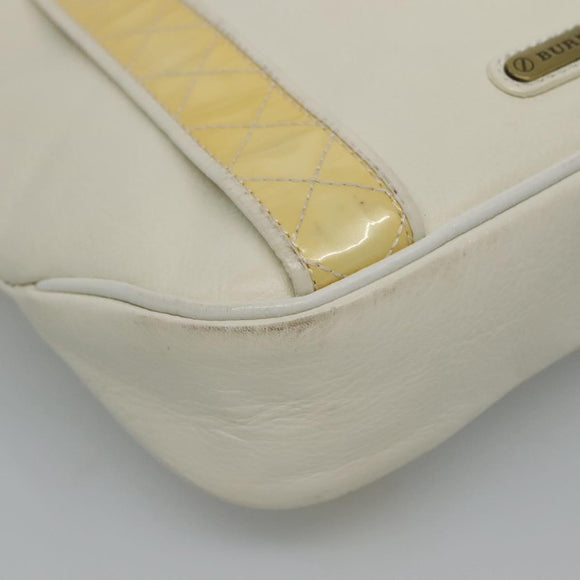 BURBERRY Shoulder Bag Leather White Auth ti2656