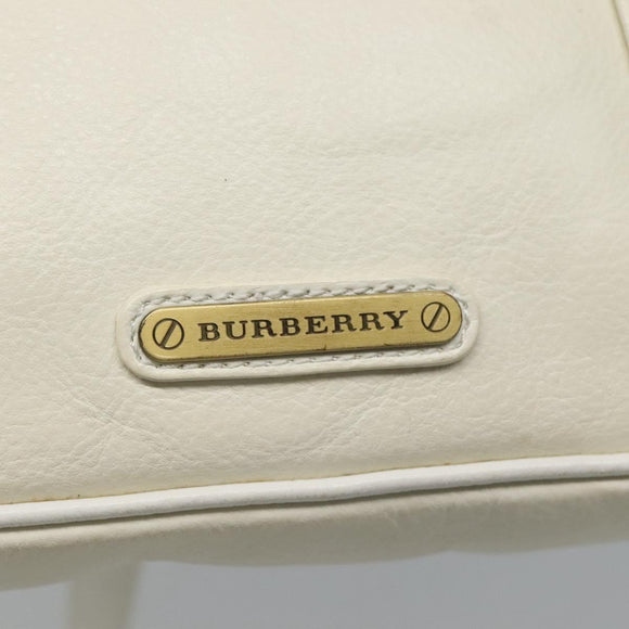 BURBERRY Shoulder Bag Leather White Auth ti2656
