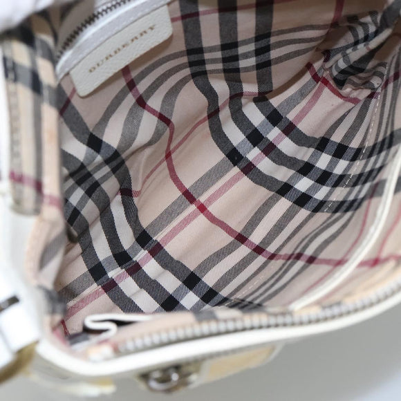 BURBERRY Shoulder Bag Leather White Auth ti2656