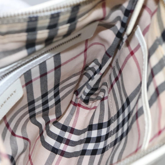 BURBERRY Shoulder Bag Leather White Auth ti2656
