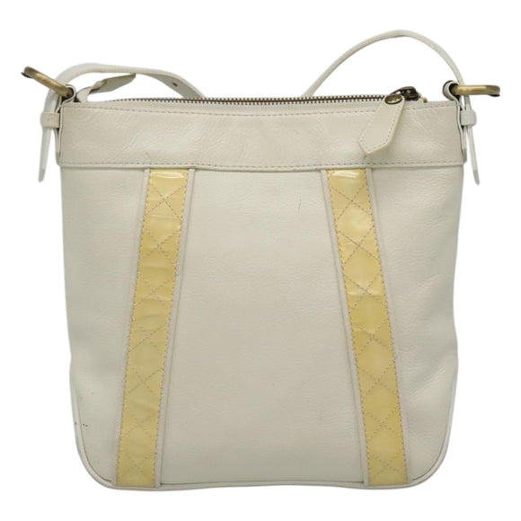 BURBERRY Shoulder Bag Leather White Auth ti2656