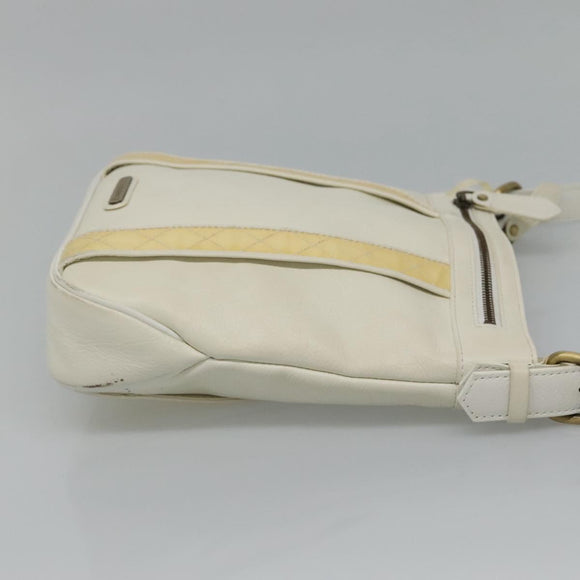 BURBERRY Shoulder Bag Leather White Auth ti2656