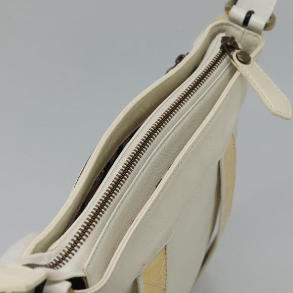 BURBERRY Shoulder Bag Leather White Auth ti2656