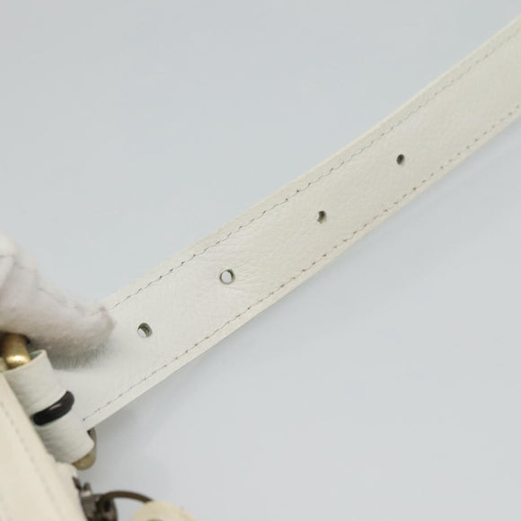 BURBERRY Shoulder Bag Leather White Auth ti2656