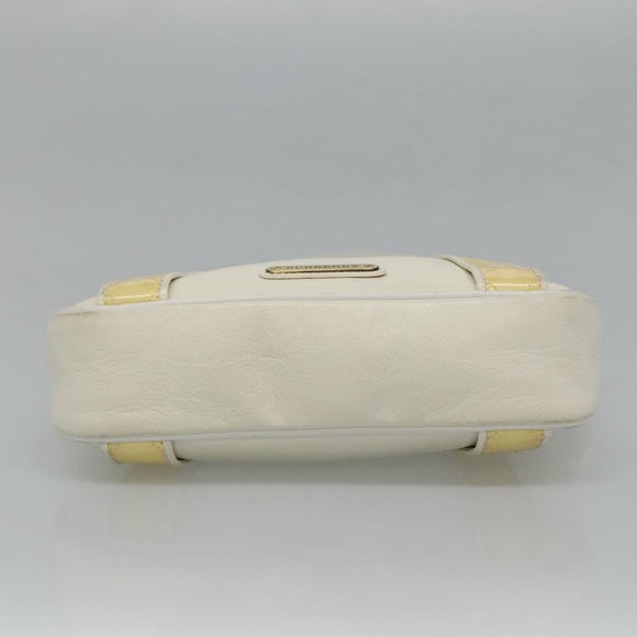 BURBERRY Shoulder Bag Leather White Auth ti2656