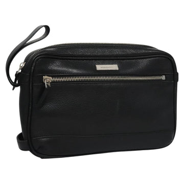 BURBERRY Clutch Bag Leather Black Auth ti2663